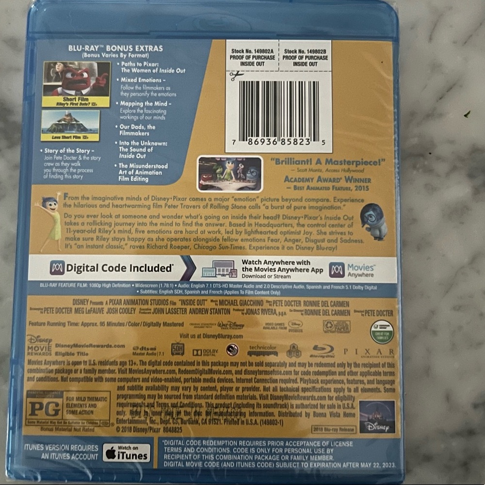 NWT Inside Out Blu-Ray - Picture 4 of 4